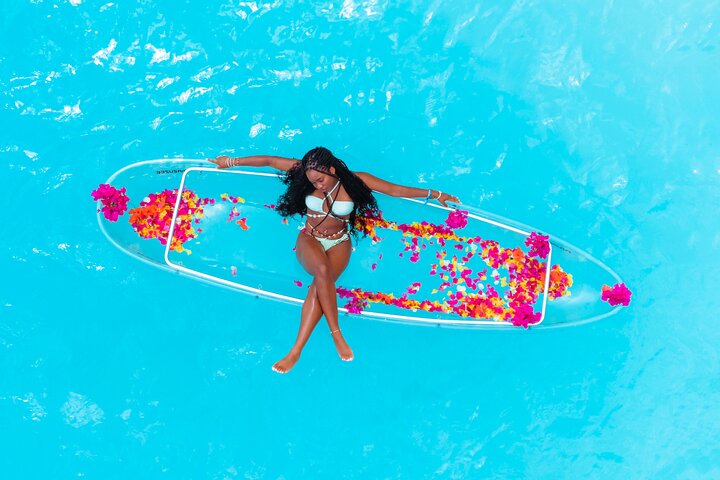 Clear kayak with drone